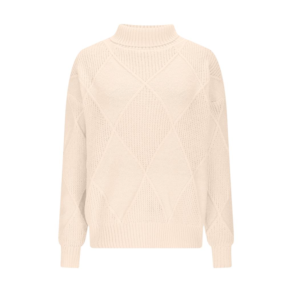 Women's Solid Color High Neck Knitted Top, Casual Commuting Loose Sweater