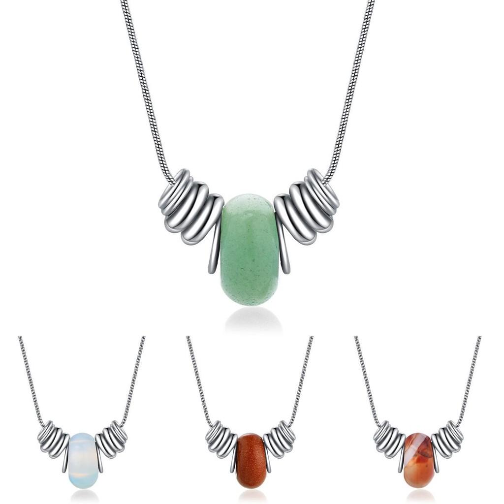 Elegante 2022 Naturkristall-Halskette für Frauen mit Titanstahl-Schlüsselbeinkette und geometrischem Design für stilvolle Geschenke