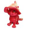 3D Printed Articulated Cat Wizard Hat Cat Ornament Wearing Red Scarf Big Eyes Cat Fidget Toy with Flexible Joints for Stress Relief Desktop Decoration