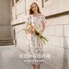 French Floral V-neck Dress