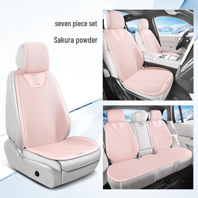 2026 New Ice Linen Car Seat Cushion Set: Breathable Ventilated Three-Piece or Seven-Piece for Spring/Summer