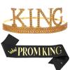 Herre Krone Glitter Seremoni Belte Sett Herre PROM KING Krone Hodeplagg Prom Fest Gave