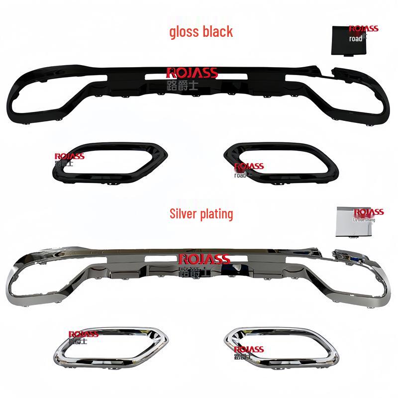 Compatible with 2023–2025 Mercedes GLC260L, GLC300 Black Chrome Rear Diffuser with Electroplated Bright Strip.
