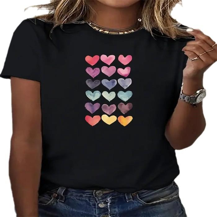 Spot Damen Sommer T-Shirt Bedruckt Mode Lässig Süß Kurzarm Damen Augen Aufdruck Kurzarm T-Shirt
