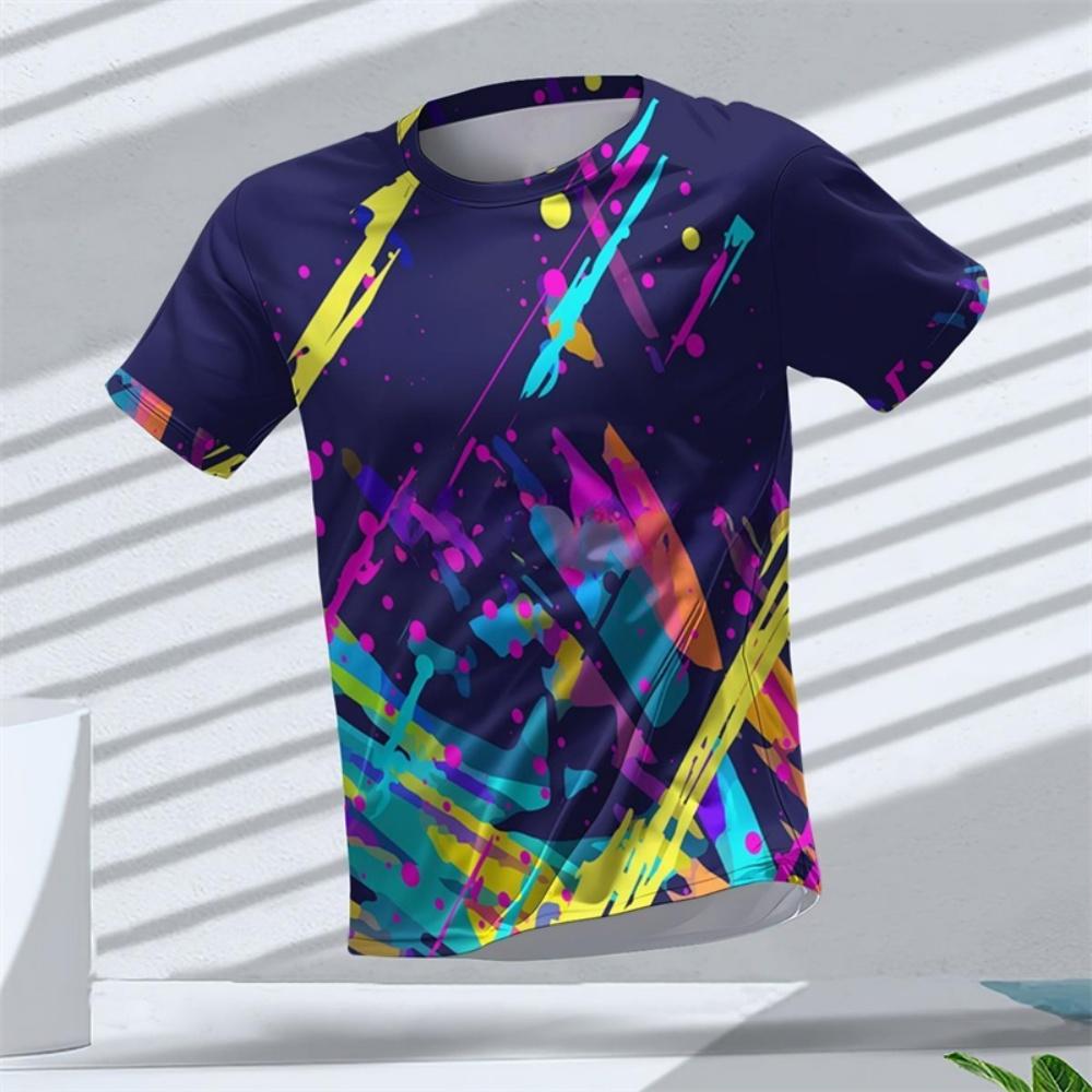 Fashionable gradient geometric pattern 3D printed sports T-shirt