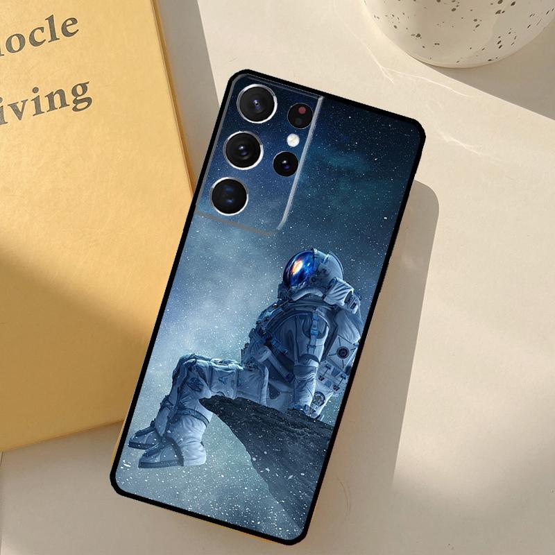 Cartoon Space Astronaut Phone Case For Samsung Galaxy S23 S20 S21 S22 S24 S25 Ultra S9 S10 Plus S25 FE Cover Shell