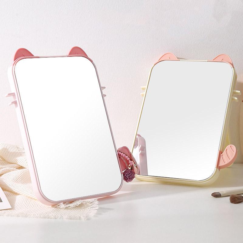 Small Folding Makeup Mirror Portable Handheld Makeup Mirror Student Dormitory Desktop Compact Mirror Dressing Tool