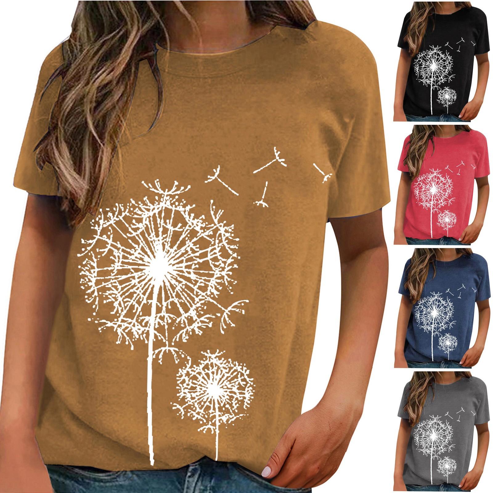 

Женская модная повседневная удобная блузка с круглым вырезом и коротким рукавом с принтом