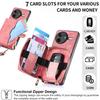 For Xiaomi Poco F7 Pro 5G/Xiaomi Redmi K80 5G PU Leather Phone Back Cover with Zipper Card Holder and Long Strap