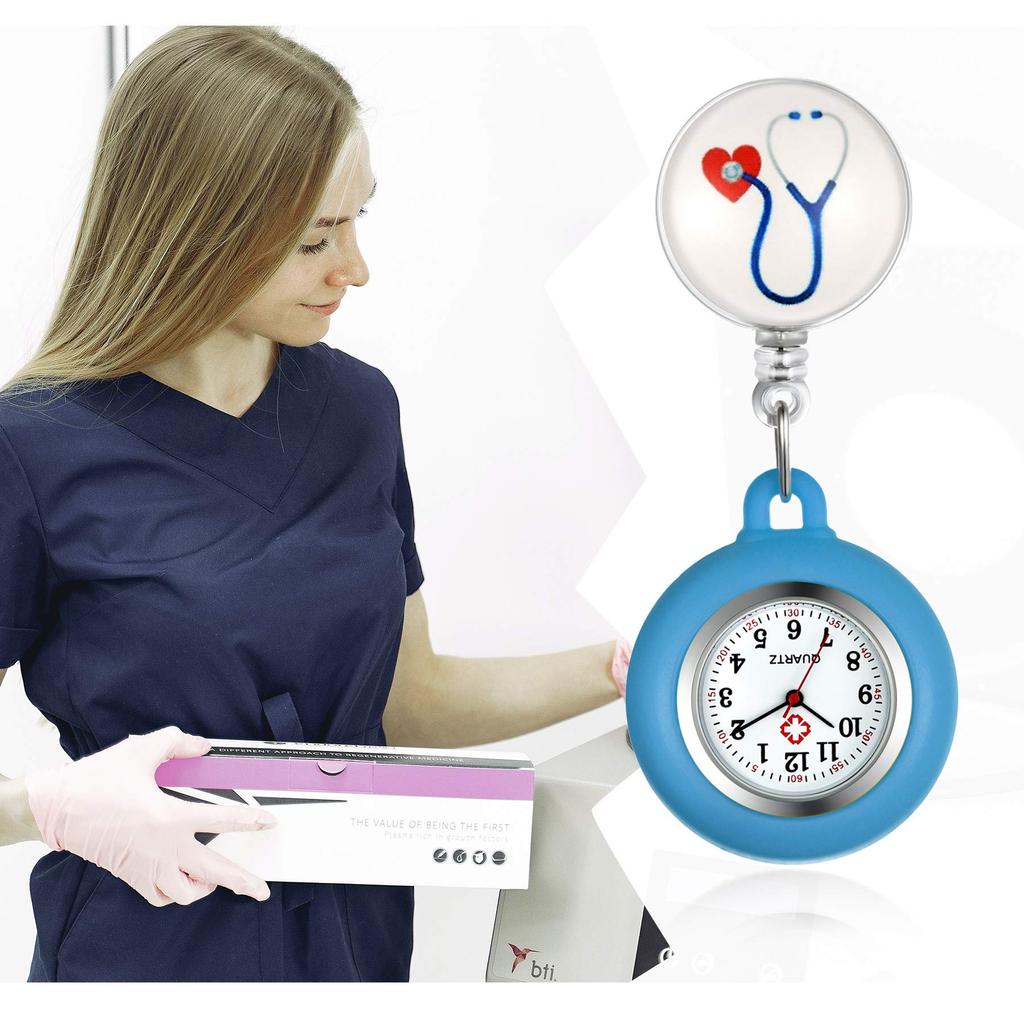 Lancardo Nurse Nurse Pocket Pocket Heart Nursery Blue Watch, Watch, Watch, Watch, Silicone, Removable, Stretchable, Men's, Women's, Cute, Stethoscope,
