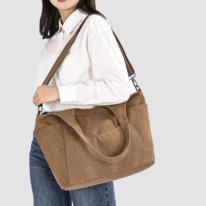 Geantă Canvas Vintage Geantă de Umăr cu Capacitate Mare Geantă Tote pentru Femei