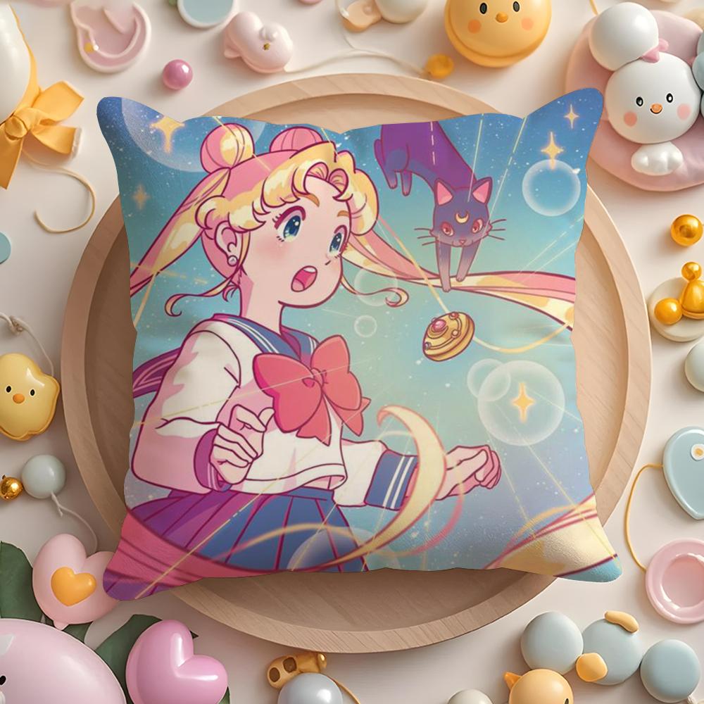 PIKPAKA SSailor MMoon Anime Cushion Cover Plush Fabric Soft DoubleSided Printed Sofa Warm Winter Home Gift Pillow Cover