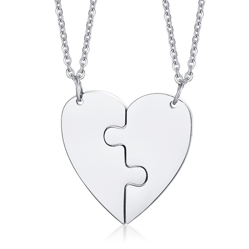 

Custom Engrave BFF Friendship Necklaces for 2 Best Friends Gifts, Couple Heart Love Forever Pendant Female BFF Necklaces Set 50cm