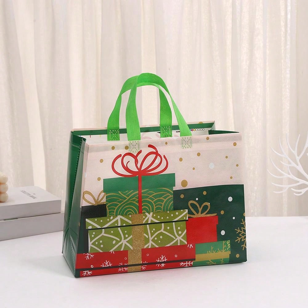 4pcs Christmas Gift Packaging Bags Non-woven Fabric Snack Candy Tote Bags Party Decoration Gift Bags