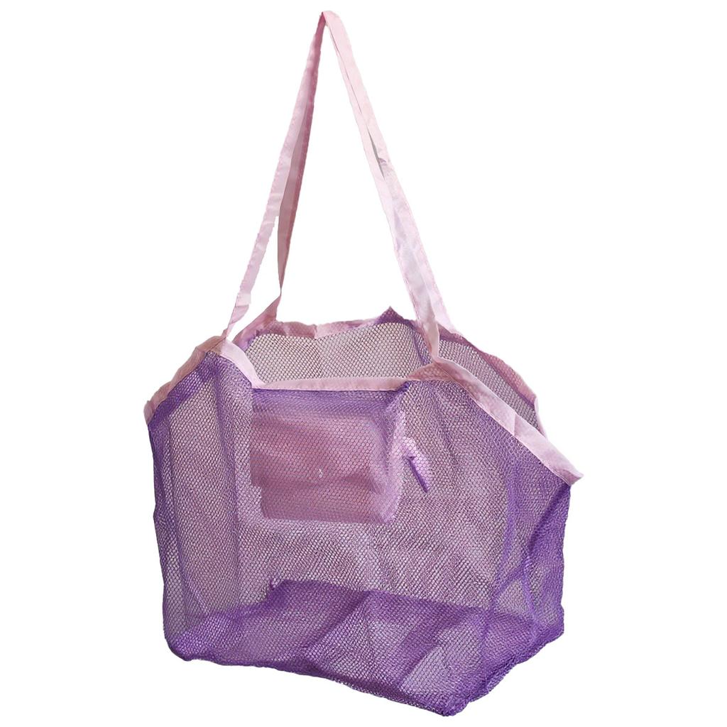 Large-Capacity Mesh Beach Bag Travel Organizer Mesh Toy Storage Bag Foldable Swim Bag