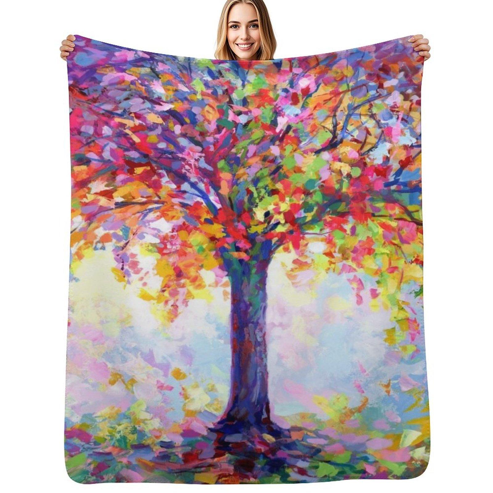 

Tree of Happiness Throw Blanket Cozy Home Blanket Gift for Christmas Holiday 102x76cm(40x30in)