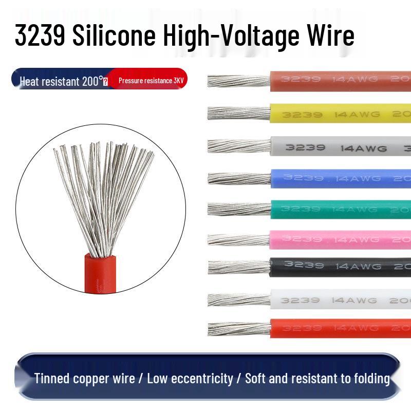3239 High-Temp Silicone Wire, High-Voltage Resistant, Tinned Battery Connection in 14-22 AWG.