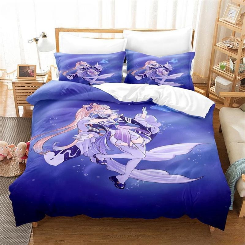 

Genshin Impact Sangonomiya Kokomi Bedding Set Cartoon Anime three-piece set Adult Kid Bedroom Duvet cover Sets 3D Kawaii Girls Tool 135x200cm 2pcs