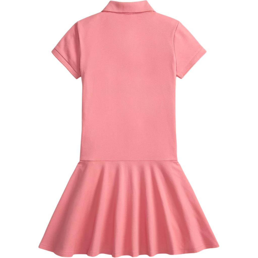 Polo Ralph Lauren Polo Dress Ribbed Mesh Low Waist Polo Collar Ruffle Short Sleeve Kids Dresses 313698754-087