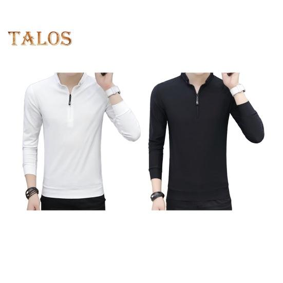 Vår Høst Skjorte Herre Langermet Halv Glidelås Slim Fit Stand Krage Pure Farge Mid Length Pullover Daglig slitasje Business Office Topp