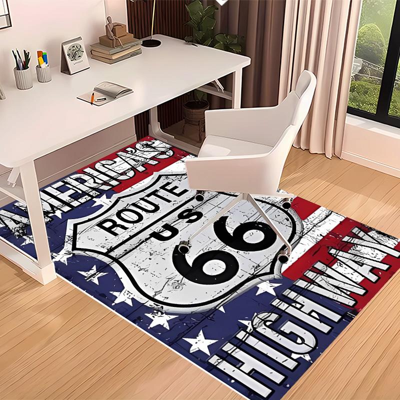 UNS. Route 66 Bedruckter Saugfähiger Waschbarer Teppich, Rutschfeste Badezimmerteppiche, Küchenteppiche, Yogamatte, Wohnzimmer Eingang, Camping Picknickteppiche