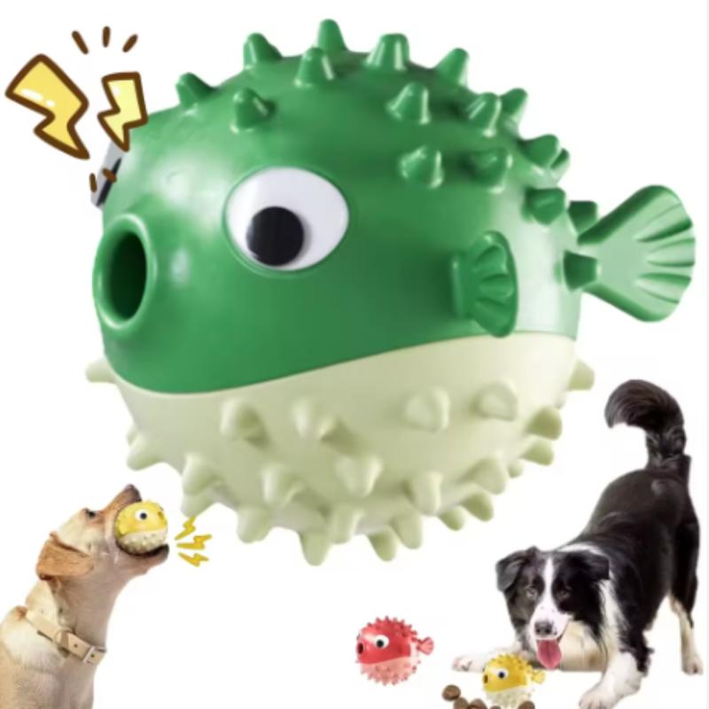 Durable Chew Resistant Interactive Bouncing Fish Dog Toy with Sound Fun Ball Leak Proof Design to Relieve Pet Boredom
