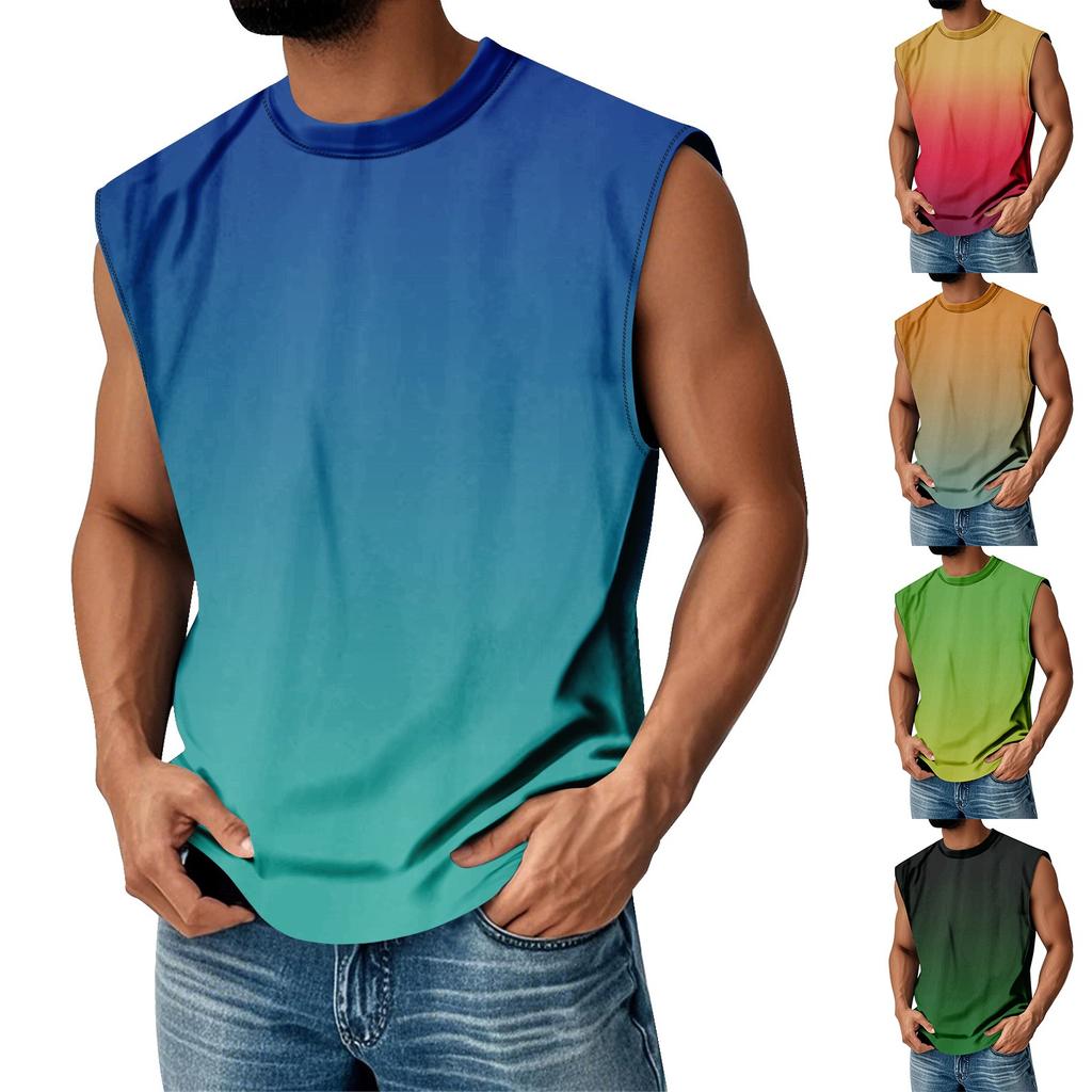 Gilet Estivo da Uomo Girocollo Sfumato Sportivo Casual Senza Maniche