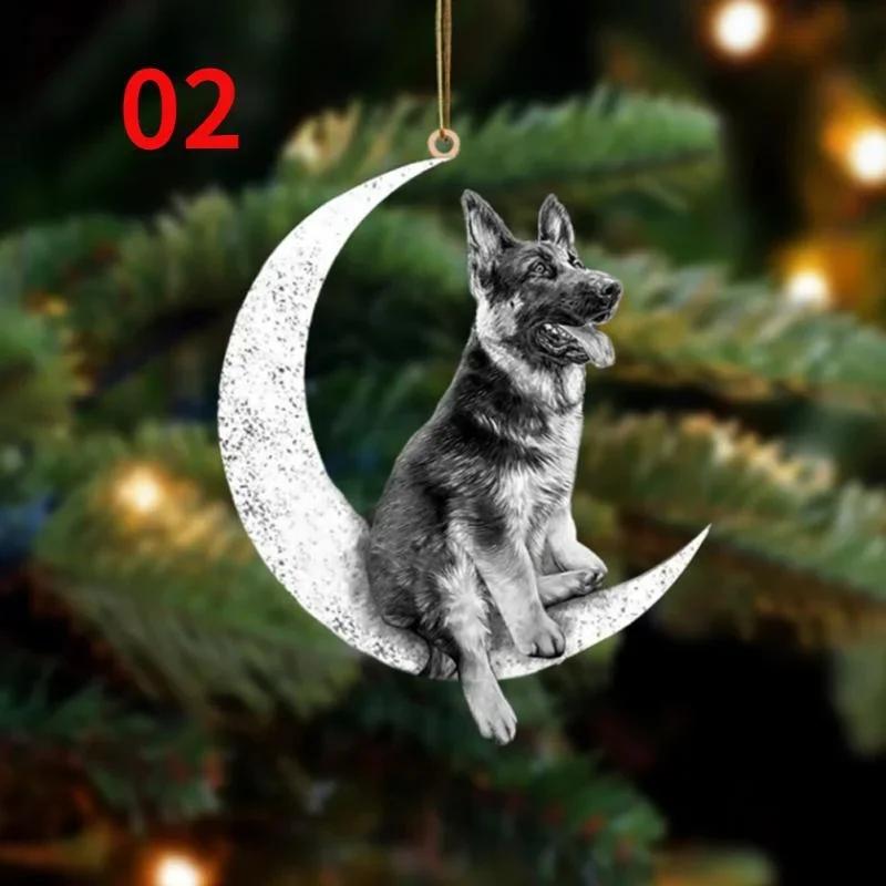 Christmas Decoration Pet Puppy Acrylic Pendant Garland Car Rearview Mirror Dog Hanging Ornaments New Year Tree Home Festoon