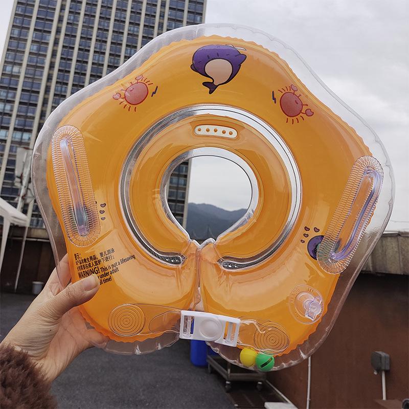 Adjustable Inflatable Baby Neck Swim Ring for Newborns with Double Airbag