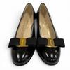 Pristine Salvatore Ferragamo Pumps Vala Logo Metal Ribbon Leather Black 6 Used