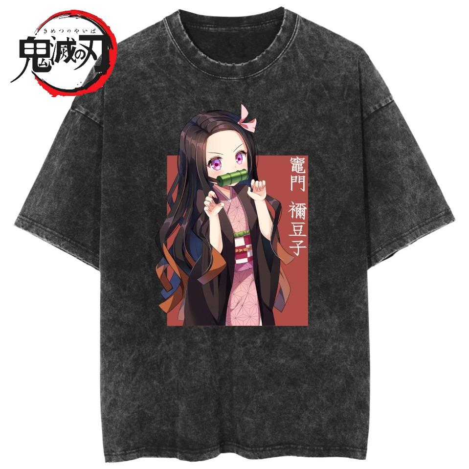 2026 Demon Slayer Anime Devil Killer Kamado Nezuko Laundry T-shirt Summer Unisex Loose Casual Short Sleeved Top Summer T Shirt