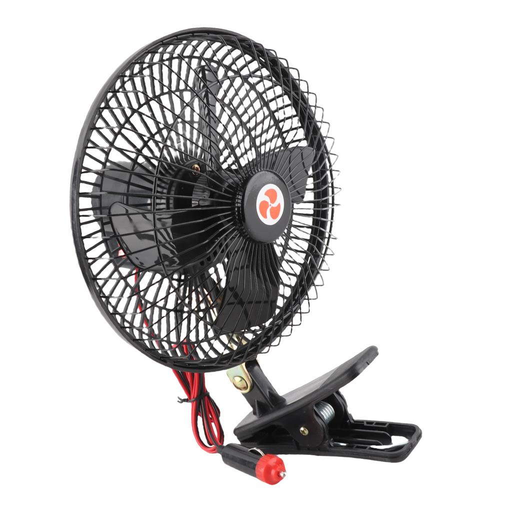 8in Car Cooling Fan Cigar Lighter Powered Black Quiet Metal Clip On Fan for Car Truck SUV RV Boat Bus DC24V