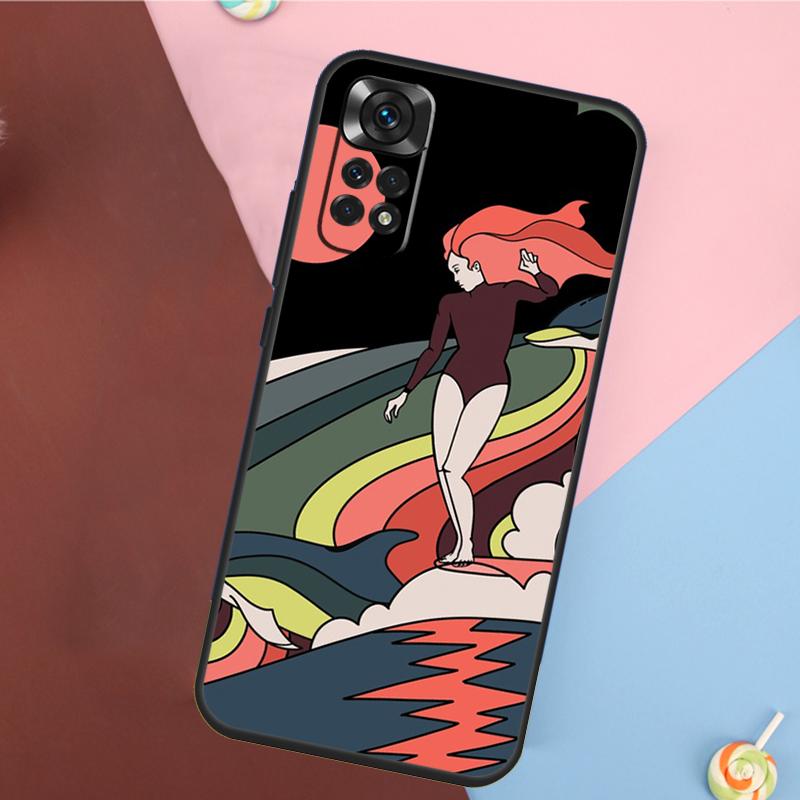 Surfboard Surfing Surf Girl Cover For Xiaomi Redmi Note 14 13 12 9 10 11 Pro 9S 10S 11S 12S Redmi 14C 10C 12C 13C Case