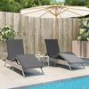 Vidaxl Sun Loungers with Table, 2 Pcs, Light Grey, Poly Rattan
