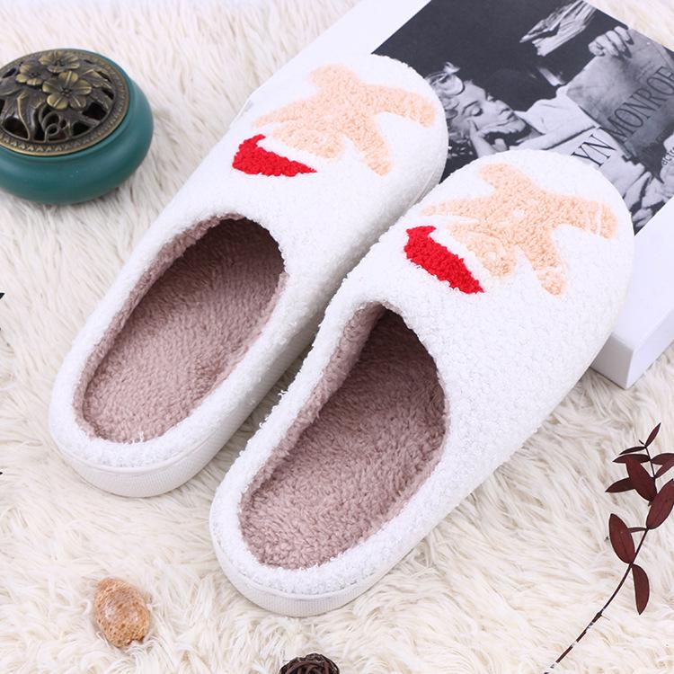 Cozy Winter Gingerbread Man Christmas Cotton Slippers - Warm, Plush, Non-slip
