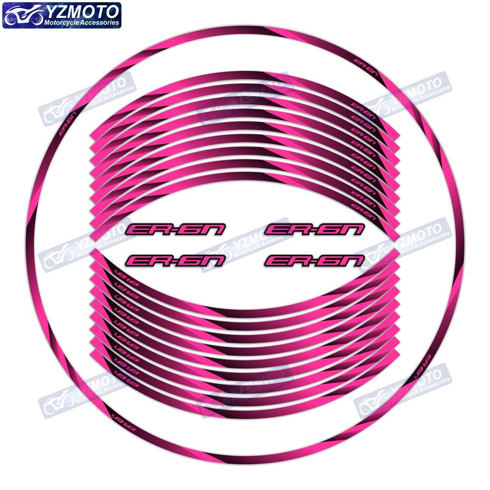 For Kawasaki ER-6N ER6N Motorcycle 17 Inch Front And Rear Wheel Hub Sticker Waterproof Reflective Decorative Rim Stickers Decal