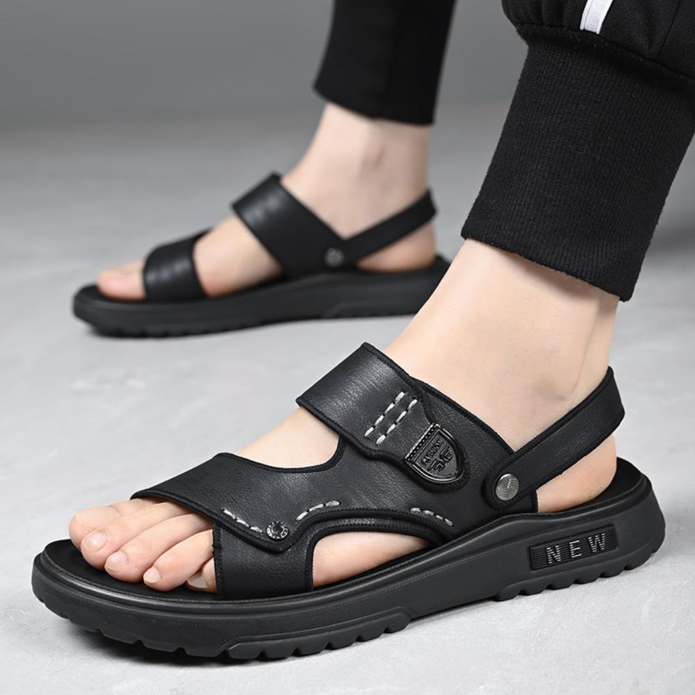 Men Sandals Thick Sole Comfortable Outdoor Slip on Shoes with Soft Latex Insole for Beach Walking