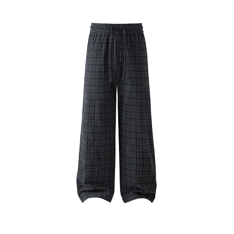 Autumn and Winter New Retro Corduroy Plaid Floor Pants Men's Lazy Trendy Brand Wide-leg Trousers Are Available In One Piece.