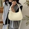 Elegant PU Hobo Bag Solid Color Texture Handbag Storage Bag French Underarm Bag  Women
