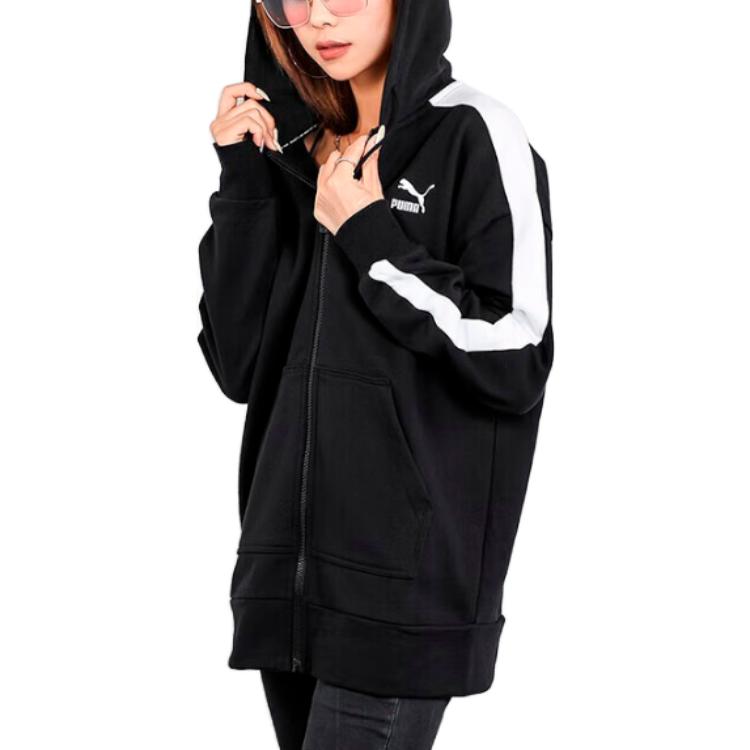 Puma Color Block Zip Hoodie Jacket Women Jackets Black 595924-01