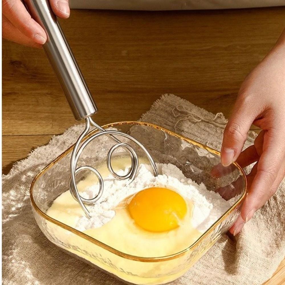 High Quality Stainless Steel Dough Mixer HandHeld Fast Stirring Egg Stirrer Double Hole Whisk Cream Kitchen Tool