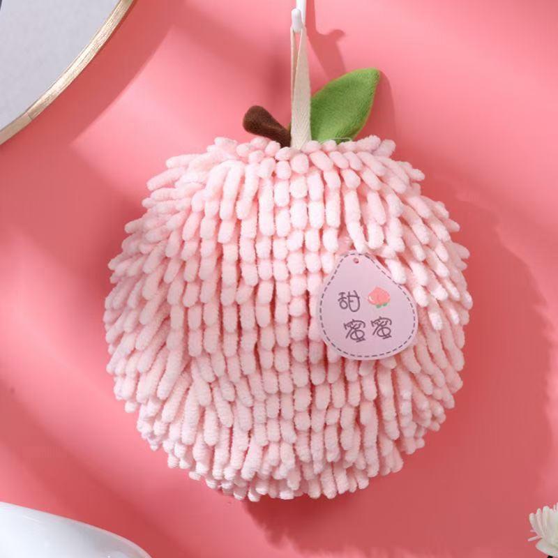 Cute Chenille Hand Towel Kitchen Bathroom Hand Ball With Hanging Loop Quick Drying Soft Absorbent Towel Home Tool