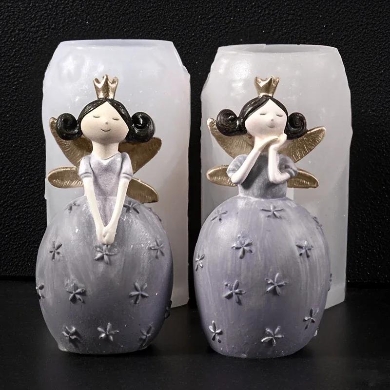 2026 Latest Models Silicone Clay Mold Angel Girl Holding Face Shape Silicone Mold Girl Holding Face Shape Scented Candle Mold