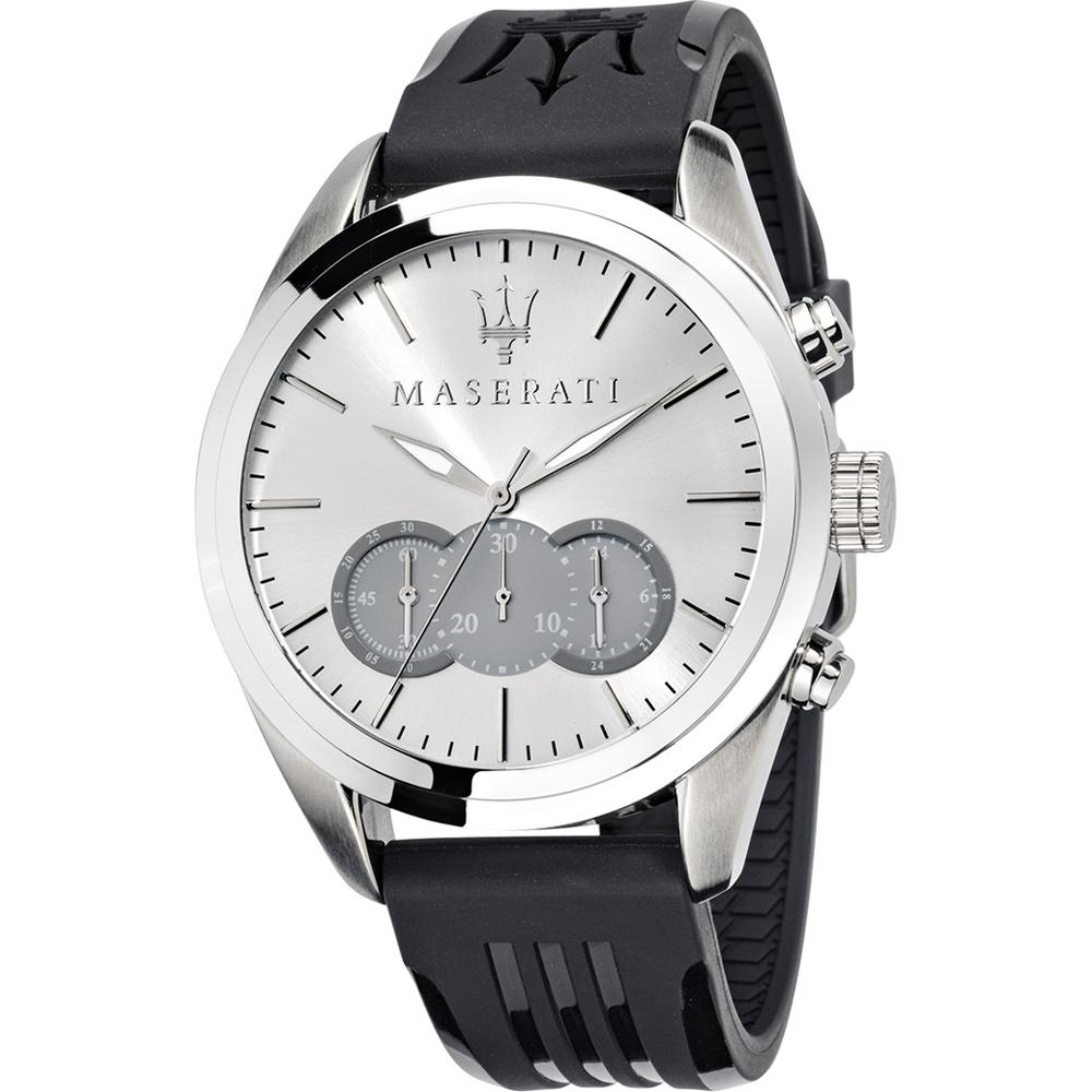 Maserati Traguardo Silver Silicone/Rubber Black Men s Quartz Chronograph R8871612012 серебряный