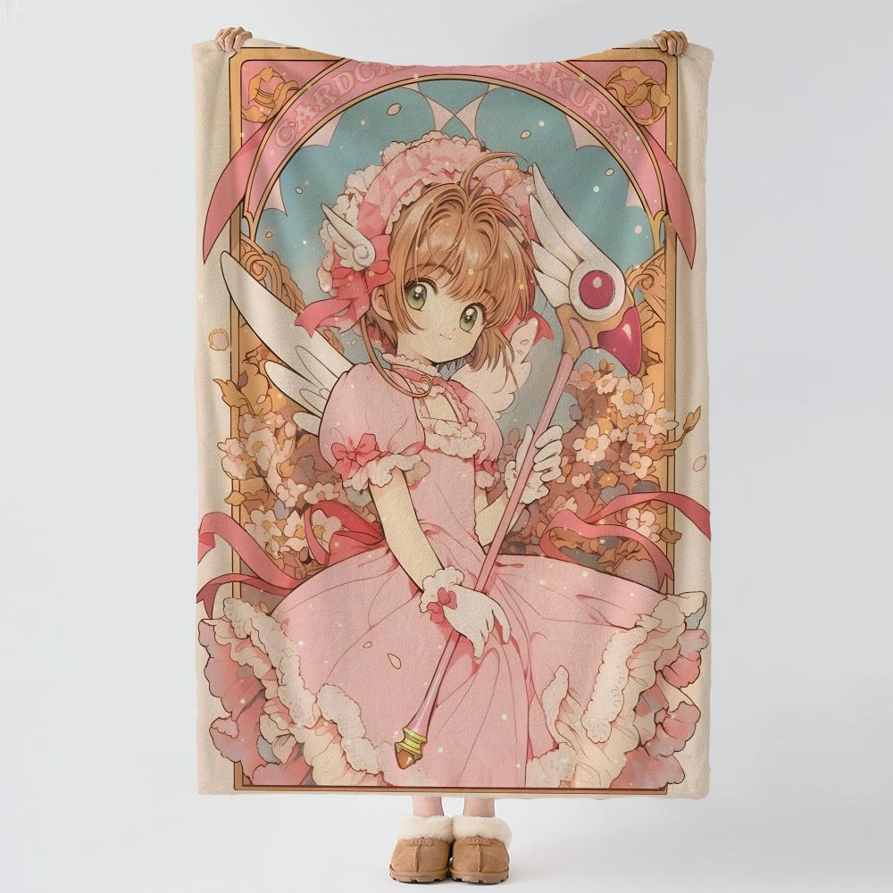 anime C-Cardcaptor Sakura-A Throw Thick Comfort Flannel Quilt, Multi-scene Use Indoor Outdoor Daily Nap