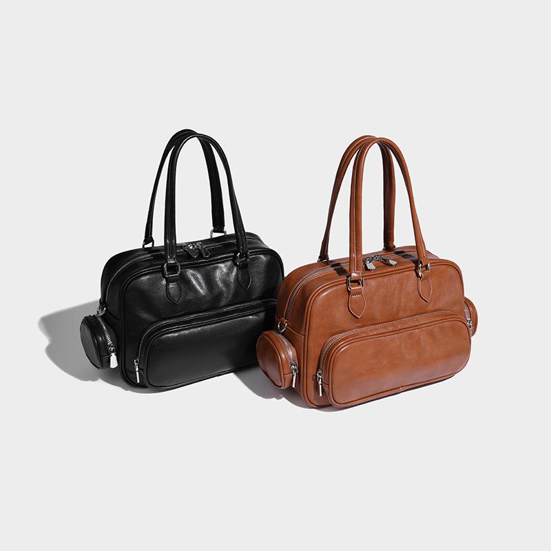 2024 Summer New Niche High-End Vintage Boston Handbag Commuting Multi-Pocket Crossbody Shoulder Bag