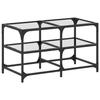 VidaXL Coffee Table with Transparent Glass Top 78.5x40x45cm Steel, Side Table, Living Room Table, Tea Table, End Table 846010