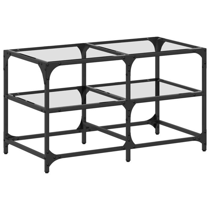 VidaXL Coffee Table with Transparent Glass Top 78.5x40x45cm Steel, Side Table, Living Room Table, Tea Table, End Table 846010