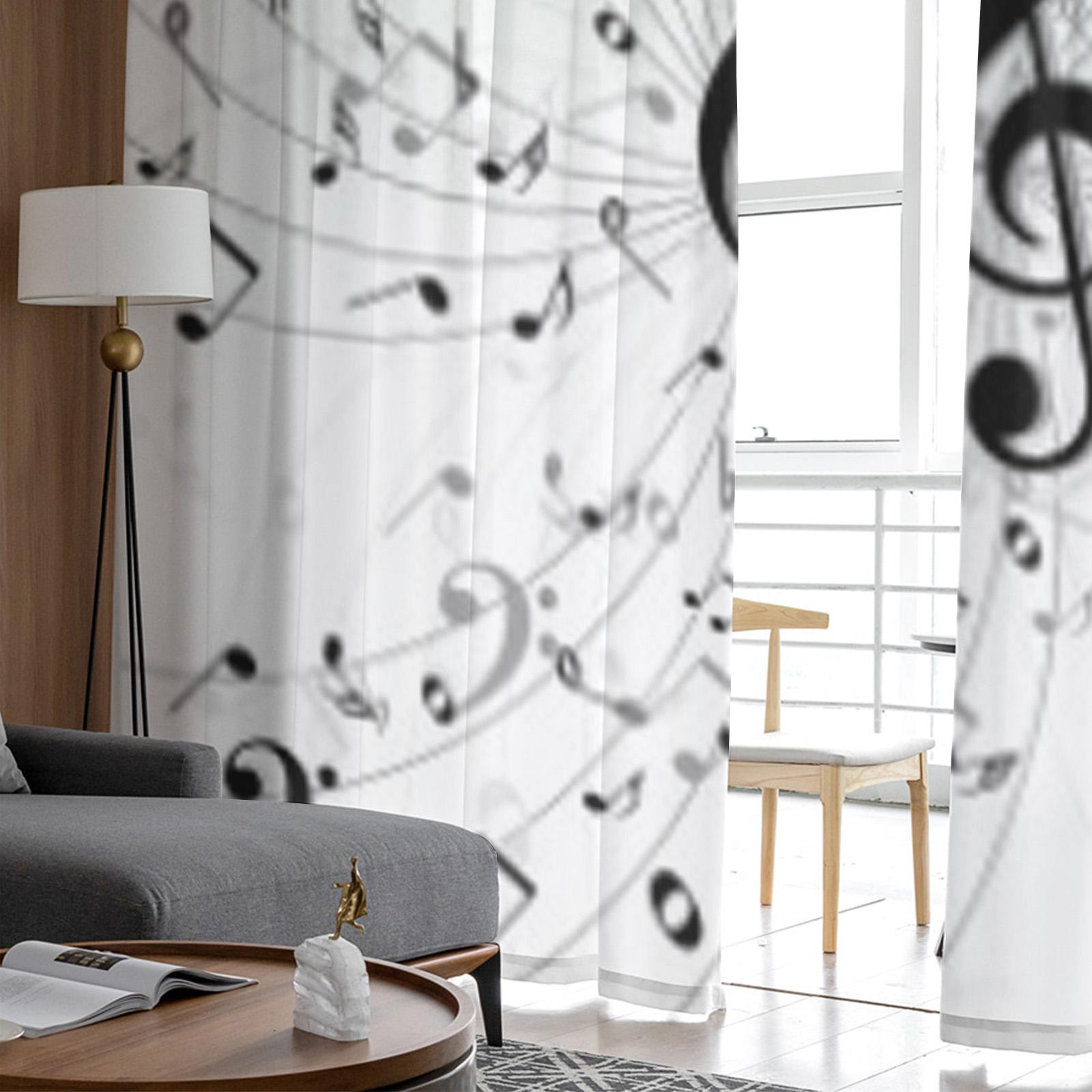 Музыка Черно-белые Тюль Прозрачные Шторы Для Гостиной Спальни Современные Шифоновые Вуали — фото 5