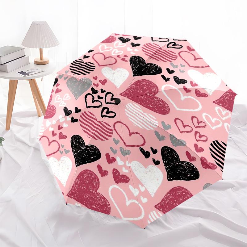 1pc Heart Pattern Love Design Umbrella with Plastic Handle,Suitable for All Seasons Home Travel Outdoor UmbrellaPT353